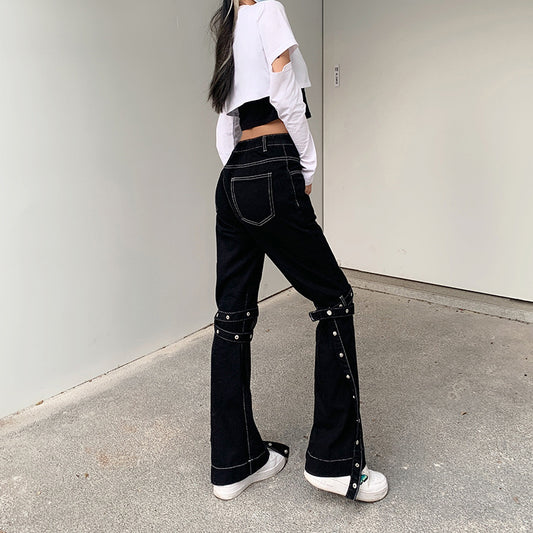 Slim Trousers Street Streamer Casual Jeans