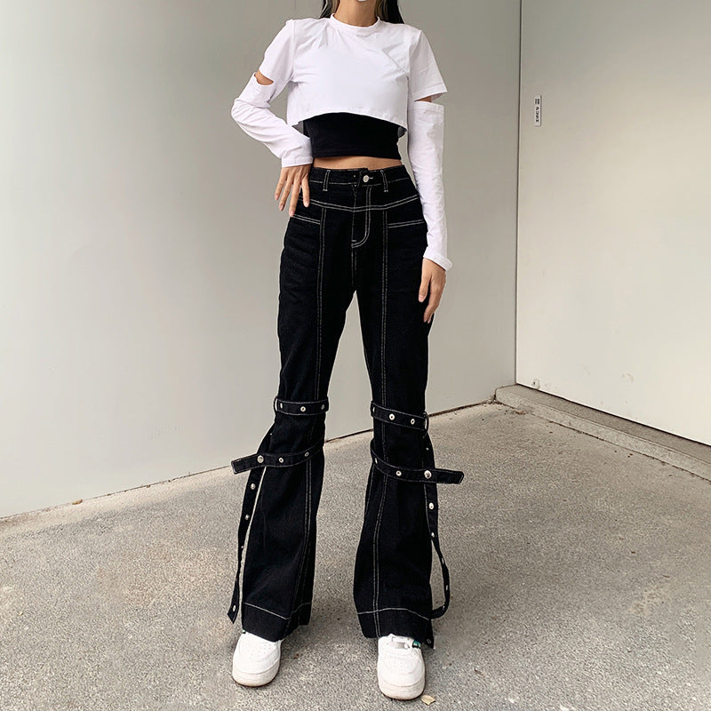 Slim Trousers Street Streamer Casual Jeans