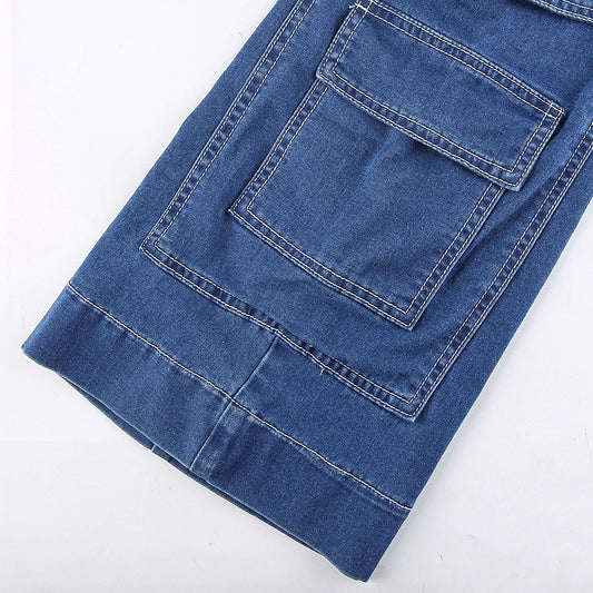 Women's High-waist Casual Trousers With Pocket Drape Bootcut Jeans
