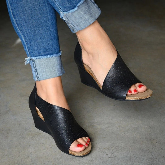 Hollow Slope With Spring And Summer Breathable High-Top Sandals WomenS Rome High Heels All Match