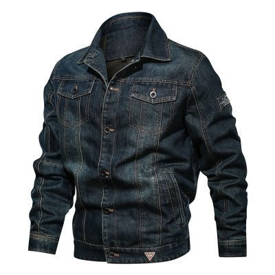 Men'S Denim Jacket Large Size Multi-Pocket Lapel Jacket