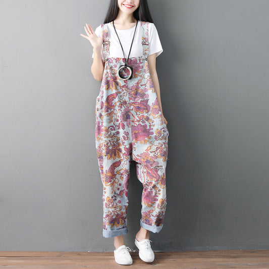 Spring And Summer Plus Size Overalls Ethnic Old Jeans Washed Holes Suspenders Wandering Style