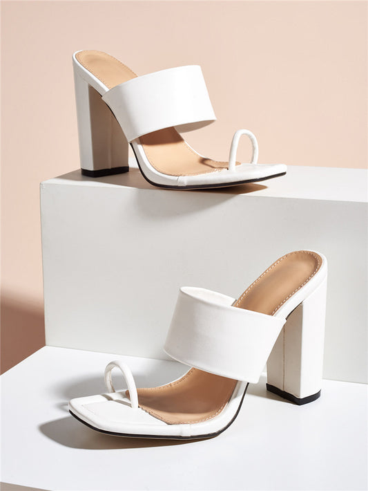 Block Heel Flip Flops Ankle Strap Sandals