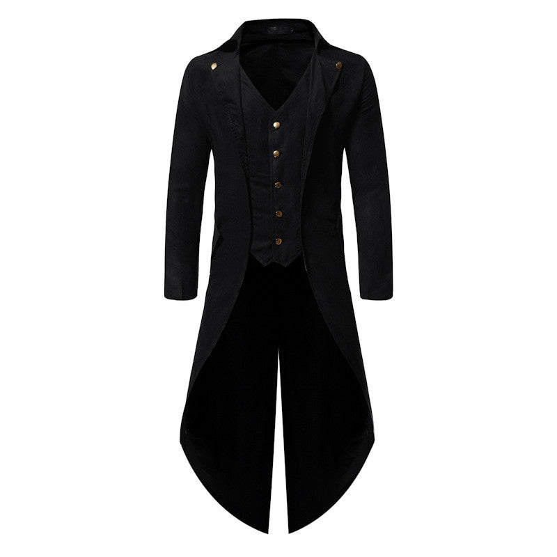 Long Sleeve Solid Color Button Irregular Men's Tuxedo