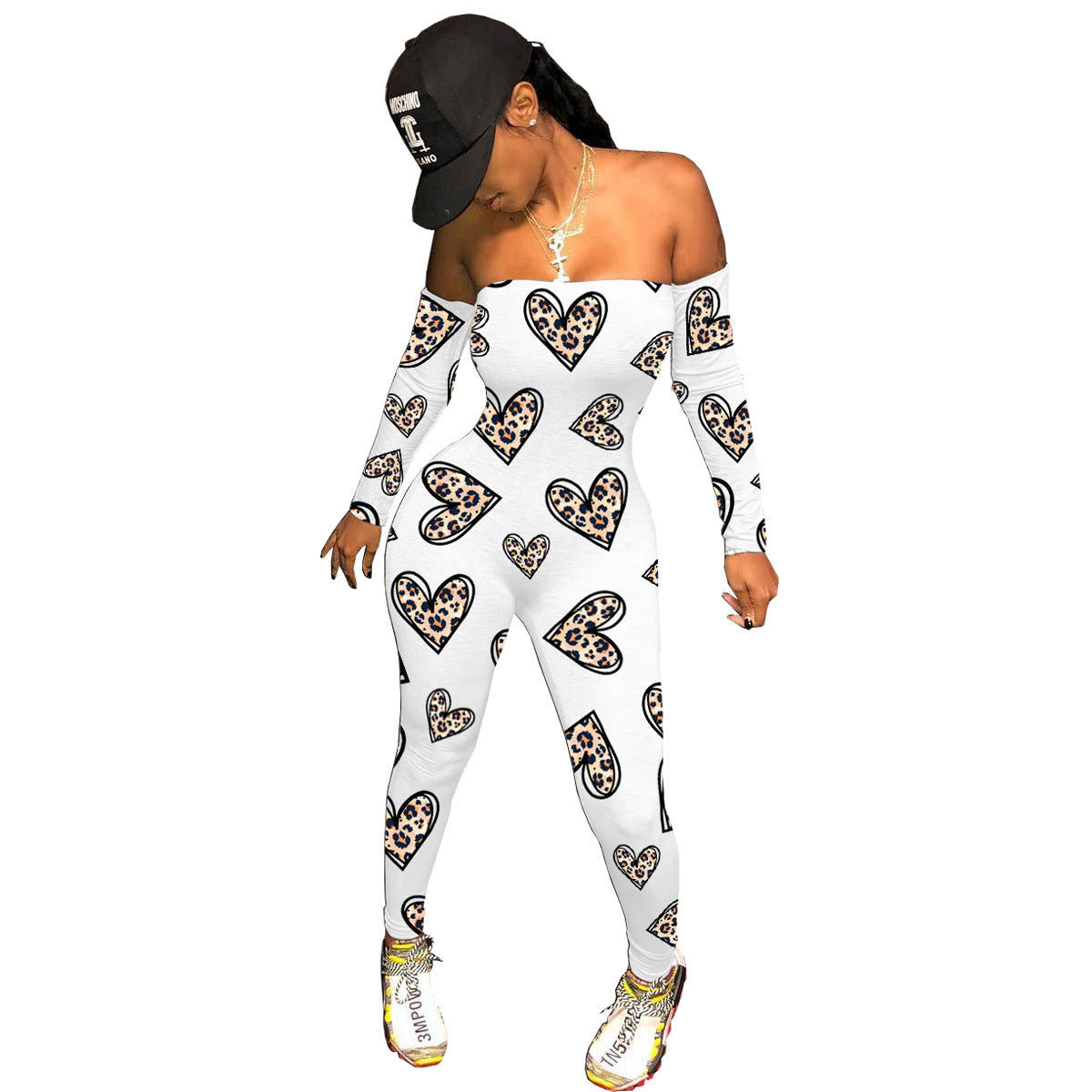 Sexy Strapless Print One-Piece Trousers