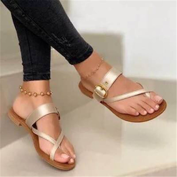 Flat-toed Flat-bottomed Slippers With Outer Slippers