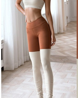 Women's High Waist Color Matching Stretch Tight Yoga Pants