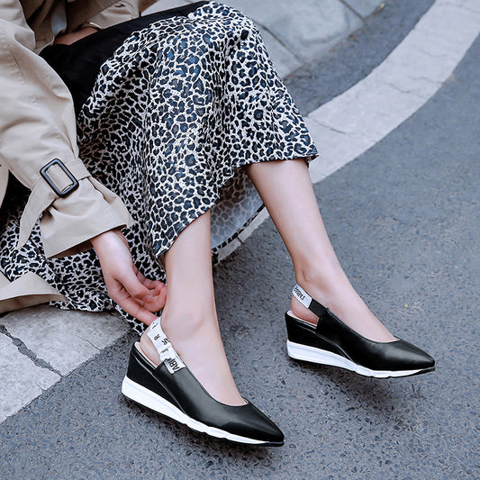 Women's Solid Color Baotou Pointed Sandals