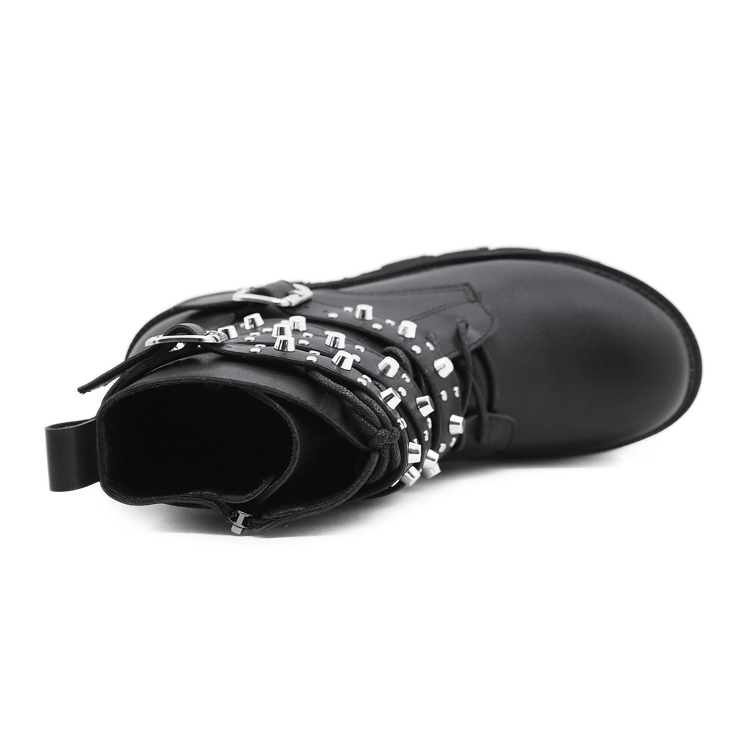 Lace-up Women's Boots With Platform Rivets