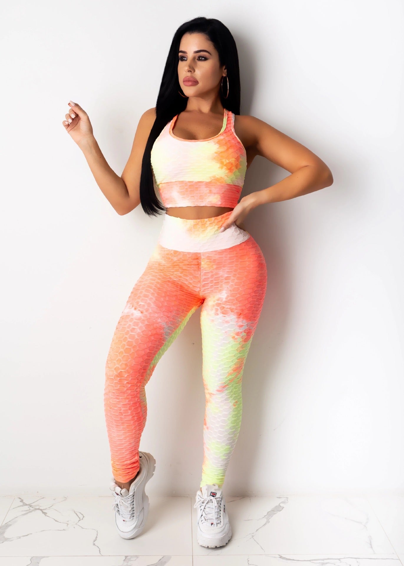 Yoga Clothes Tie-Dye Suit Jacquard Cross-Border Exclusive Supply In Europe And America