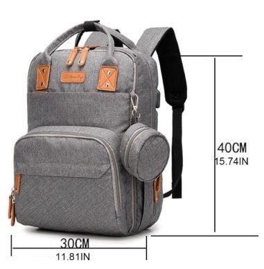 Baby Ble Rygsæk Stor Kapacitet Mumie Blepose Multifunktionel Daypack med Sutteholder Puslehynde Klapvogn S