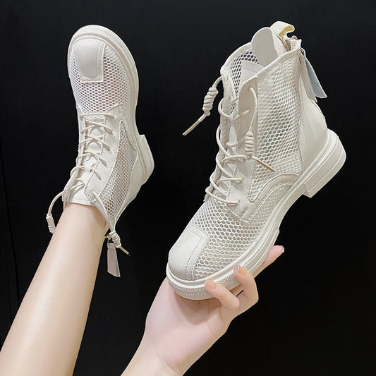 White Mesh Martin Boots Women Summer Thin