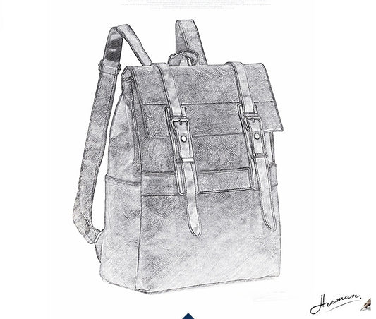 Korean Casual Business Men'S One-Shoulder Backpack Pu Waterproof Soft Surface Outdoor Large-Capacity Backpack