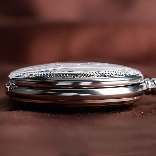 Classic Fashion New Silver Shield Automatic Mechanical Pocket Watch Men'S And Women'S Gift Pocket Watch