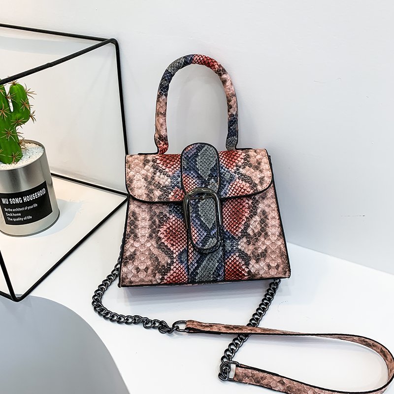 Small Bag Women's Spring And Summer New Korean Snake Print Small Square Bag Fashion Simple Messenger Single Shoulder Handbag