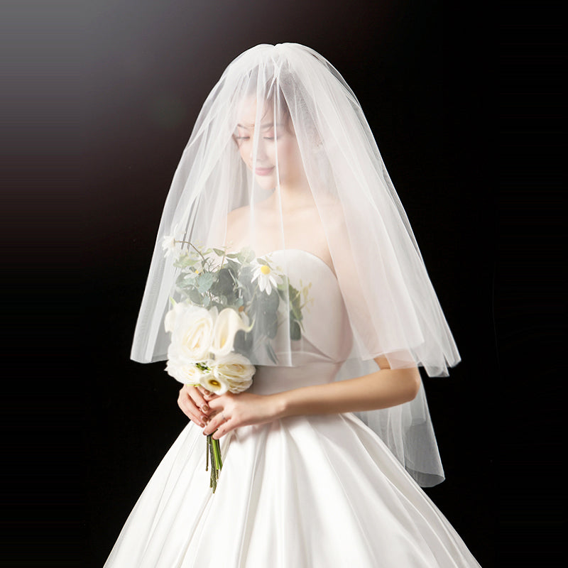 Short Bridal Wedding Veils Two Layer with Metal Combe White Veil for Party Bridal Veil New Arrival