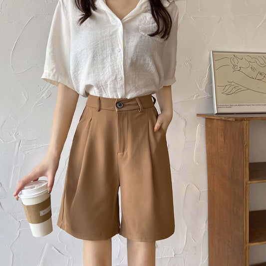 Black Korean Style High Waist Straight Loose Trousers