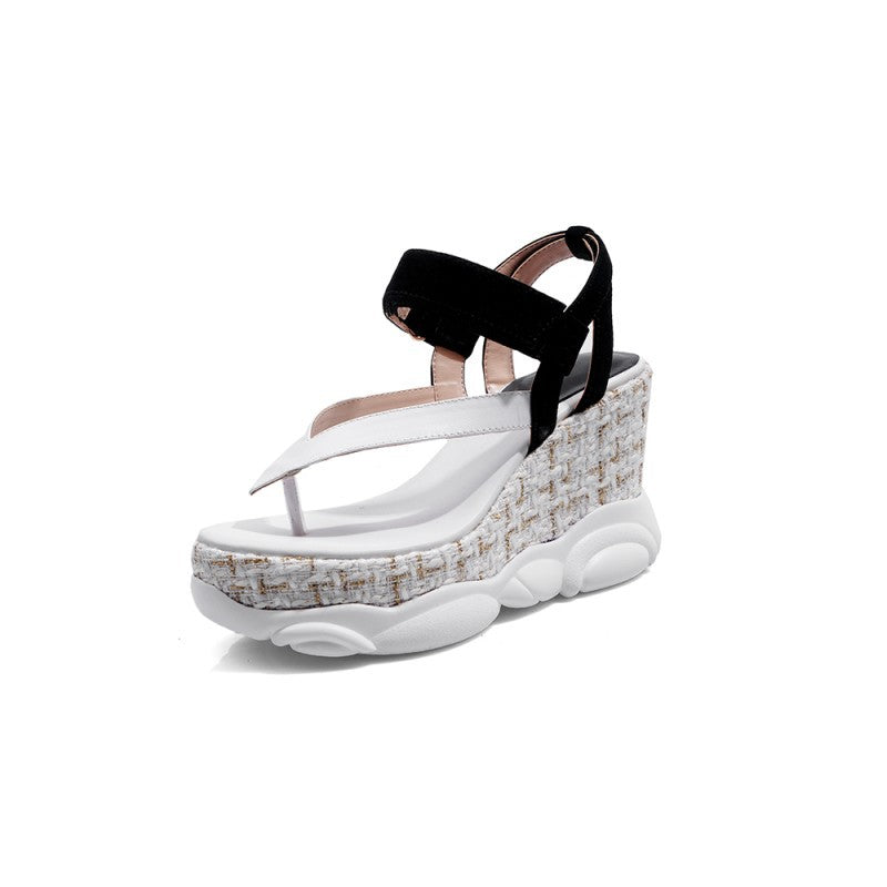 Flip-Flops Sole Waterproof Platform Slope Heel Color Matching Women Casual Sandals