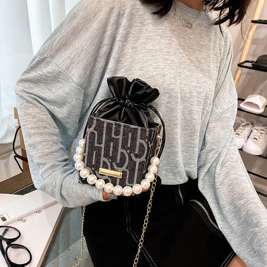Net Red Bag Female Bag Messenger Bag Foreign Style Pearl Chain Bag Summer Wild Small Shoulder Bag