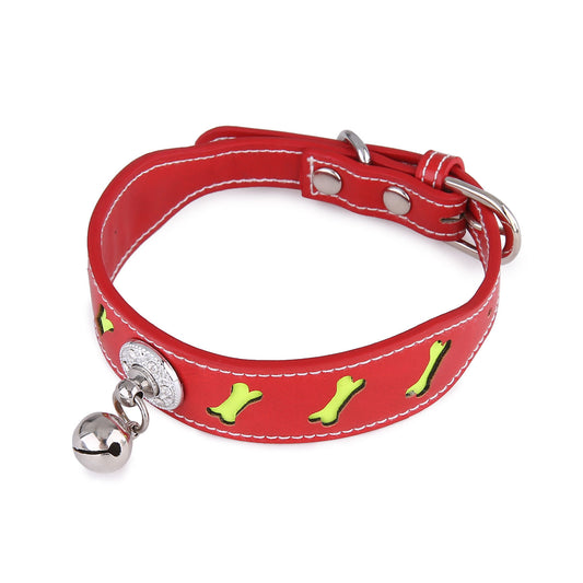 Pet Collar Personality Bone Shape Bell Pet Cat Dog Reflective Collar