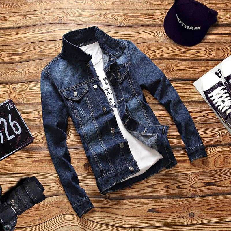 Korean Style Slim Men's Denim Long-Sleeved Jacket Trendy Youth