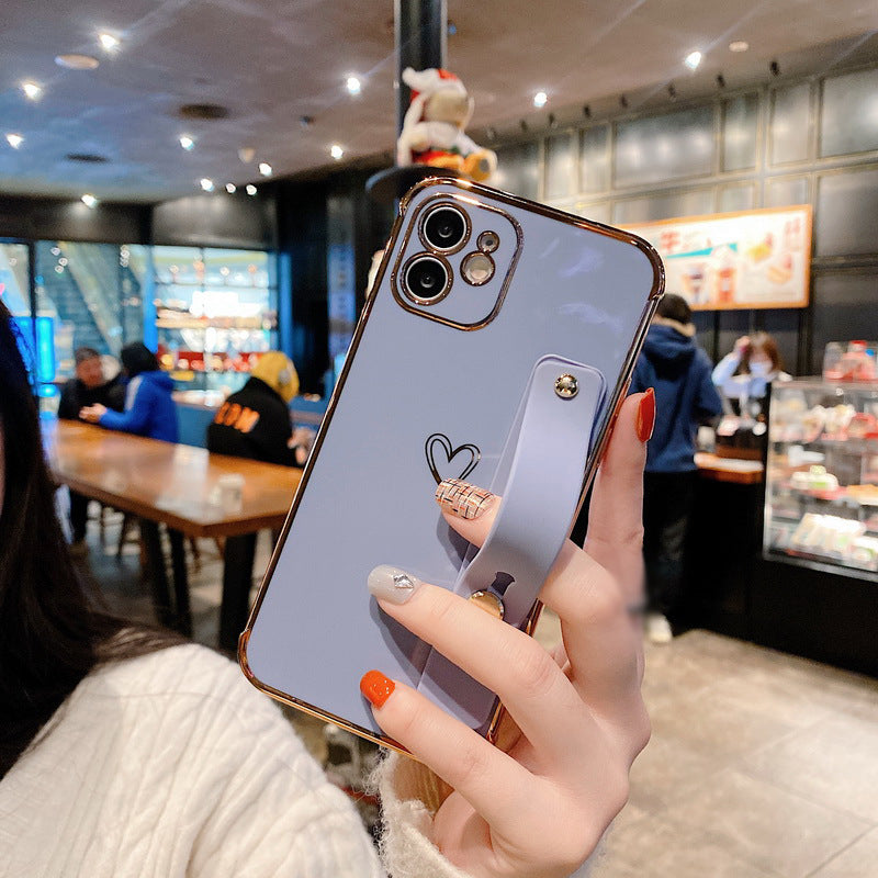 Compatible with Apple, Electroplating Love Is Suitable For Iphone12 Mobile Phone Shell 11Pro Wristband Bracket Xsmax 7 8Plus All-Inclusive