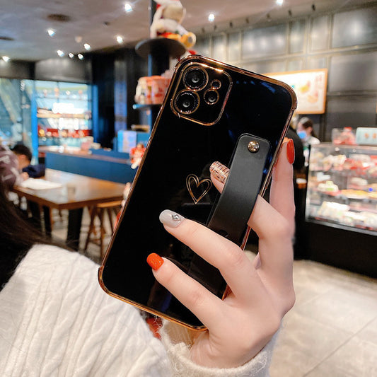 Compatible with Apple, Electroplating Love Is Suitable For Iphone12 Mobile Phone Shell 11Pro Wristband Bracket Xsmax 7 8Plus All-Inclusive