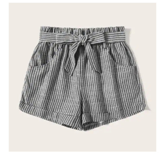 Summer Urban Casual Japanese Women'S Wide-Leg Shorts With Striped Belt