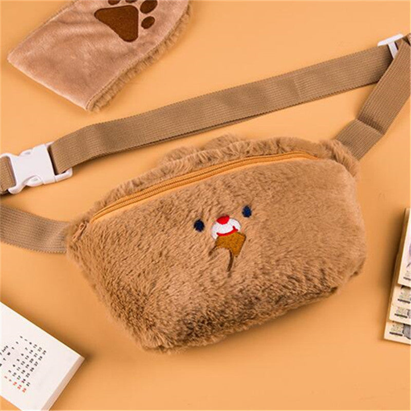 Plush Belt Bag Cute Cartoon Animal Shape Can Be Cross-back