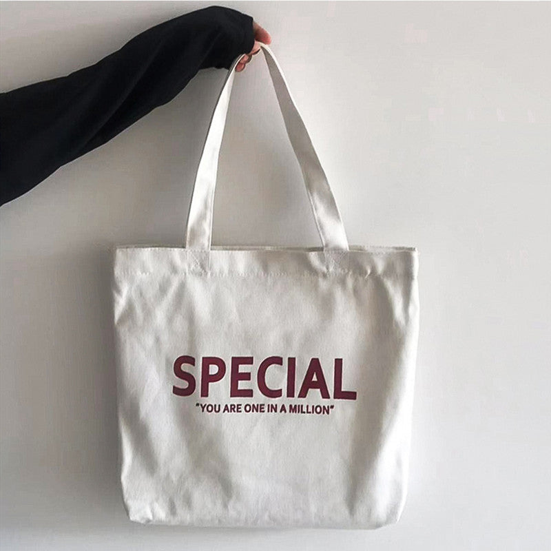 Spring Korean Cartoon Canvas Bag Women'S Single Shoulder Diagonal Simple And Creative Student Canvas Bag School Bag