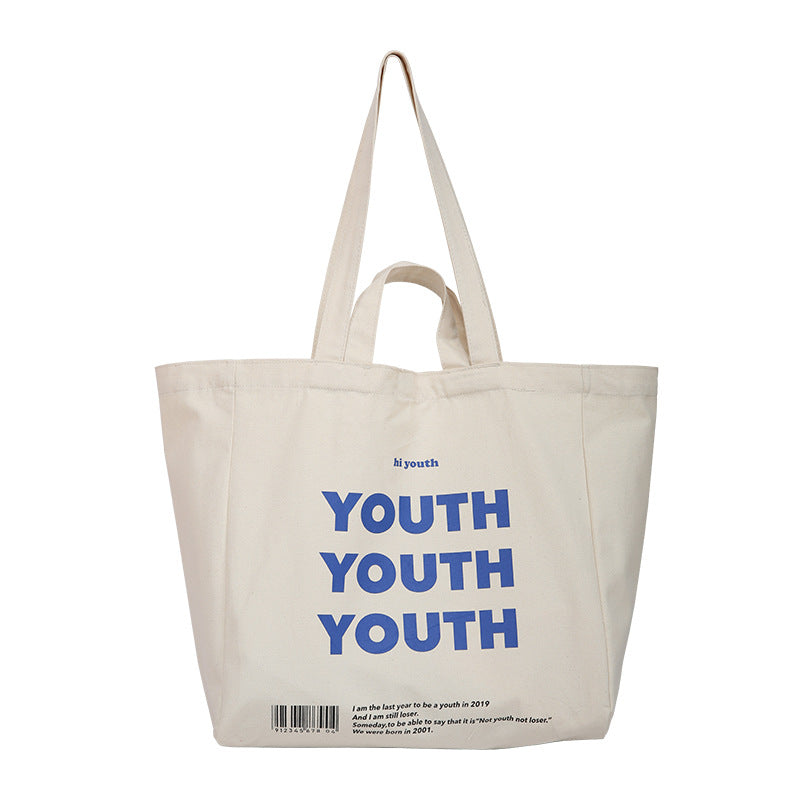 Letter Canvas Large Capacity Shoulder Bag Japan And South Korea Ins Casual All-Match Handbag