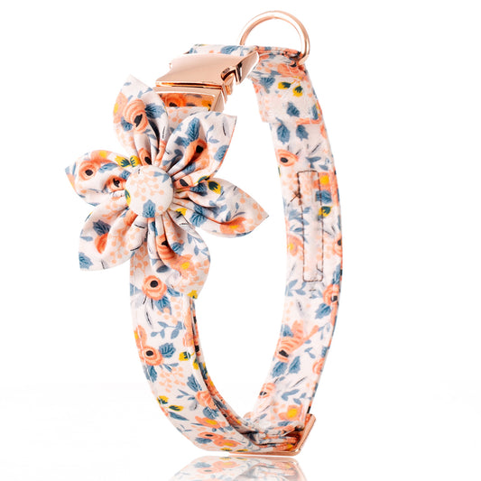Flower Print Dog Collar Rose Metal Buckle And Wind Sunflower Pet Collar