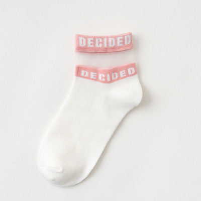 Socks Shop Thin Glass Fiber Short Tube College Socks Card Silk Cotton Bottom Socks