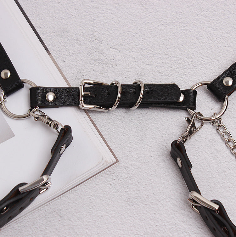 Women's leather belt chain waist chain