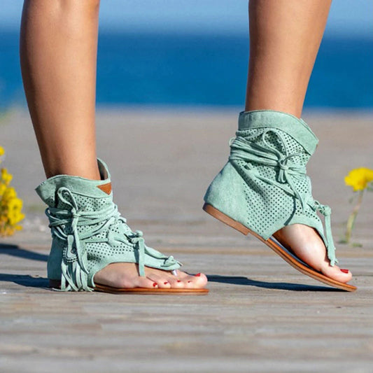 Store Fringe-stropper Tåklippede Flade Sandaler til Kvinder