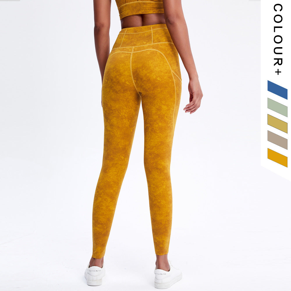 Double-Sided Pocket Yoga Pants Women'S High Waist Hip-Lifting Running Tight Elastic Feet Fitness Pants