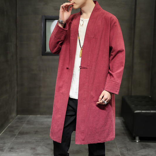 Cotton and linen Tang suit Hanfu cloak Dao robe