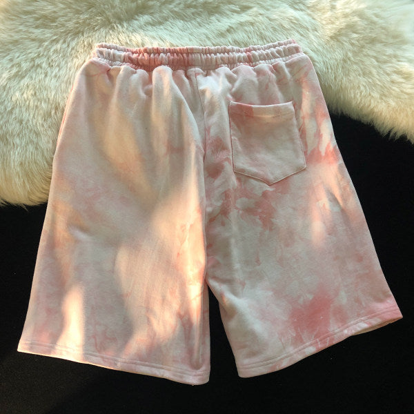 Tie-Dye Love Embroidery Sports Five-Point Pants