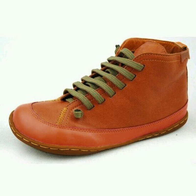 European Style Lace-Up Leather Boots
