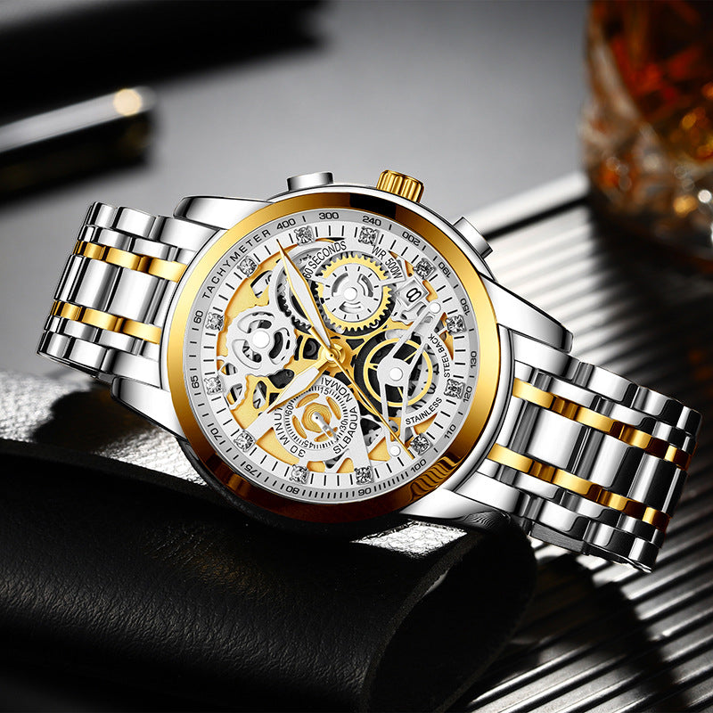 Men's Hollow Steel Band Quartz Watch Luminous