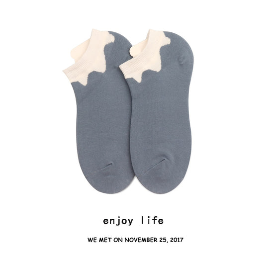 Thin Section Ins Tide Korean Style Pure Cotton Korean Shallow Mouth Socks Women