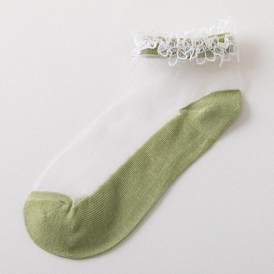 Fashion Simple Short Thin Crystal Silk Socks
