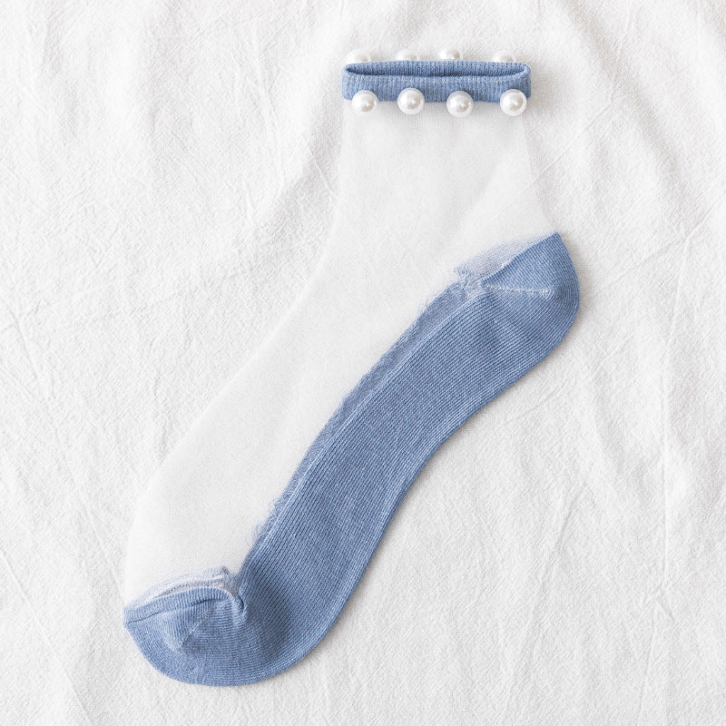 Fashion Simple Short Thin Crystal Silk Socks