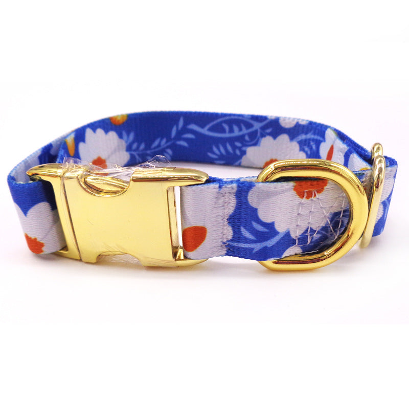 Golden Buckle Collar With Lettering Dog Collar