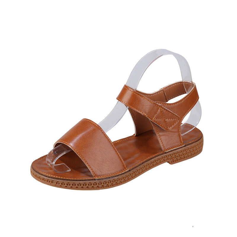 Fish Mouth Velcro Flat Sandals