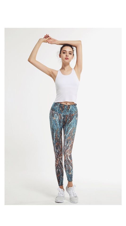 Printed Quick-drying Fitness Pants Sports Running Peach Hip Pants