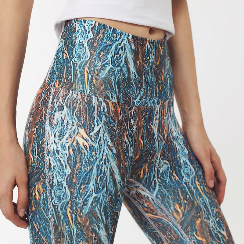 Printed Quick-drying Fitness Pants Sports Running Peach Hip Pants