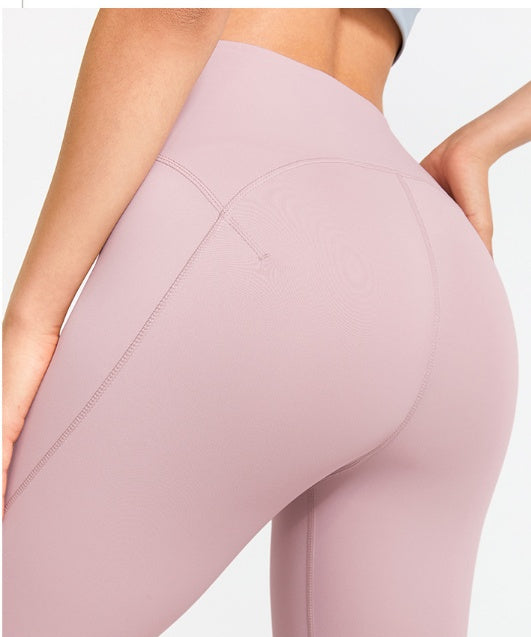 New Yoga Pants, High Waist, Nude, Buttocks, Quick-drying, Solid Color Fitness Pants, Tight Yoga Clothes