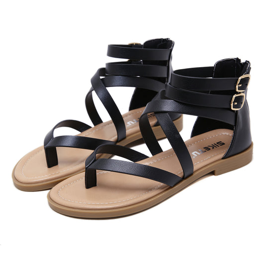 Sommersandaler Grænseoverskridende Store Moderigtige Roman Sandaler med Lynlås