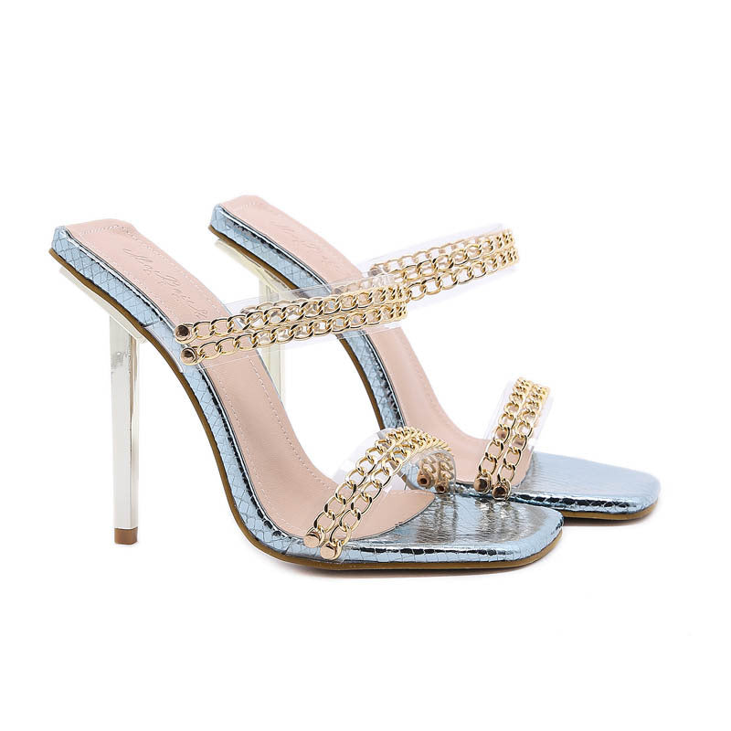 High Heel Chain Transparent One Line Thin Heel Sandals